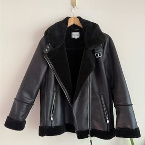Black Faux Leather Vigoss Jacket with Faux Fur Lining